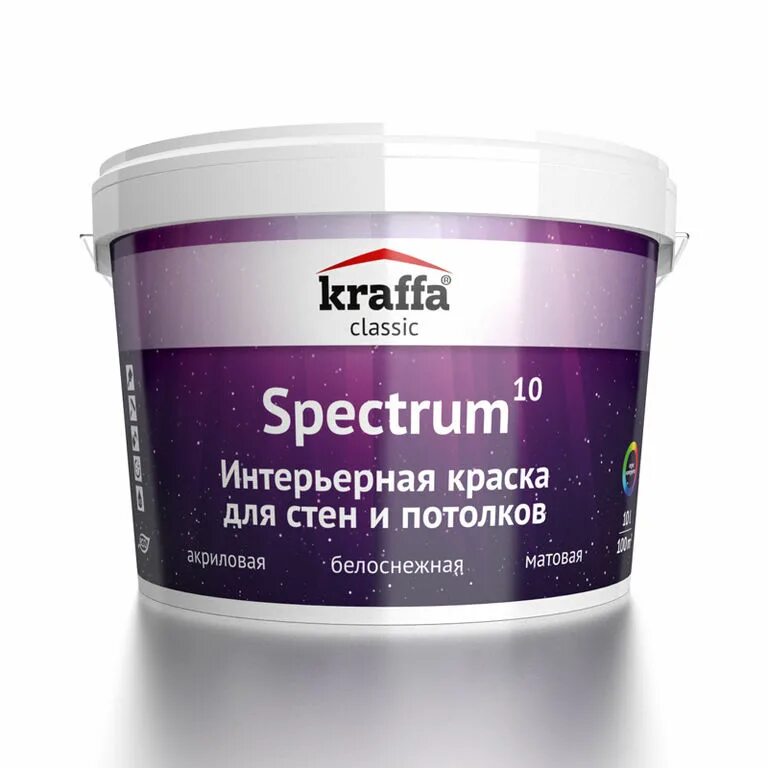 Краска Kraffa спектр. Краска Kraffa спектр-15,9001. Акриловая краска для стен и потолков моющаяся. Интерьерная краска для стен моющаяся. Спектрум 10