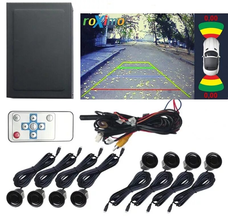 Roximo rpv-002 (8 датчиков). Парктроник для магнитол android, 4 датчика/черный. Парктроник с кан адаптером. Парктроник для андроид. Парктроник для андроид.