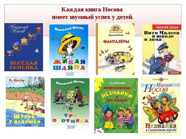 Произведения Николая Носова 2 класс. Известные произведения Николая Николаевича Носова. Произведения Николая Николаевича Носова детская литература.