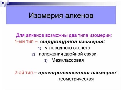 Виды алкенов