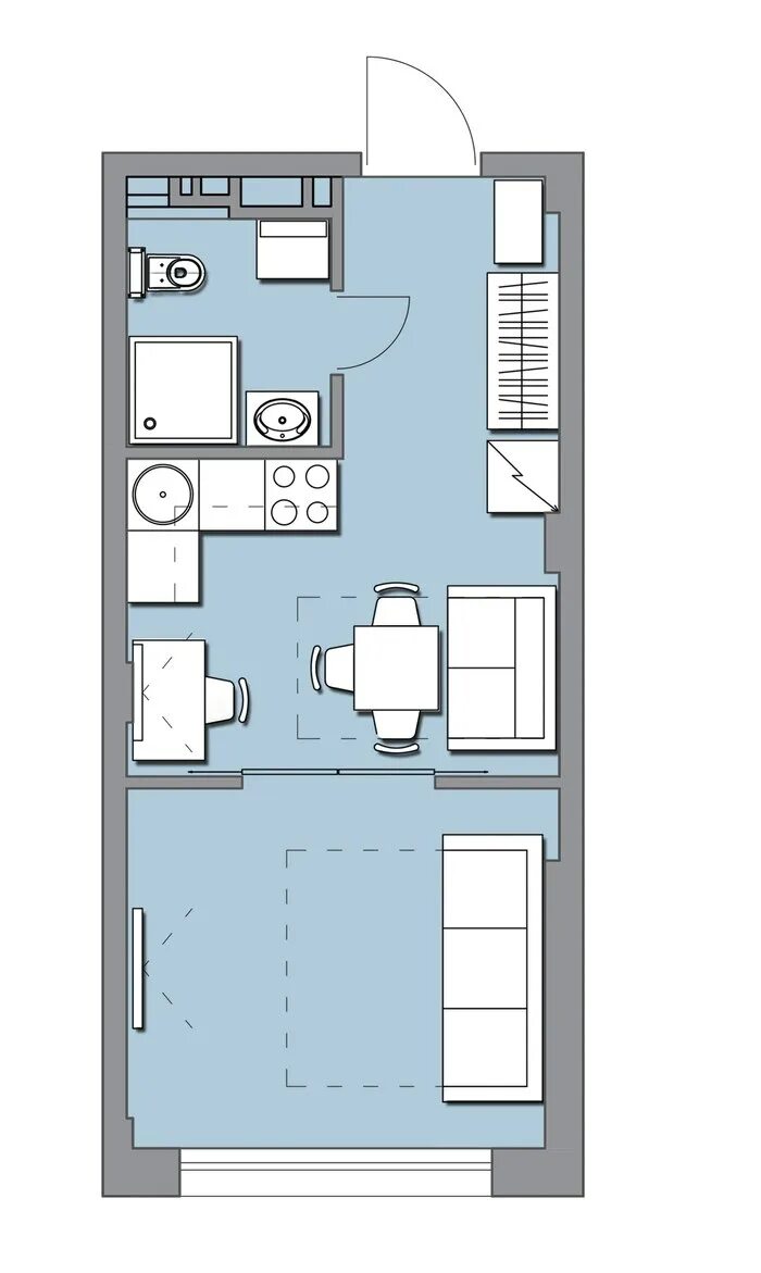 Стандартной прямоугольной. Планировка студии 28 кв.м. Планировка 28м студия 28 кв.м. Планировка студии 28м. План расстановки мебели в студии 20 кв.м.