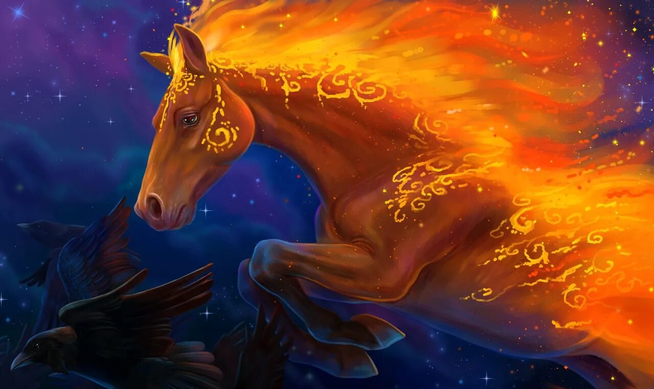 Огненная лошадь. Огнегривый конь. Конь с огненной гривой. Огненный Единорог. Праздник коня 2024