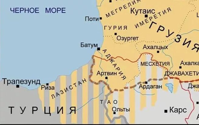 Батуми граница. Граница аджарии и турции на карте. карта грузии и турции. аджария граничит с турцией ?. границы аджарии на карте.
