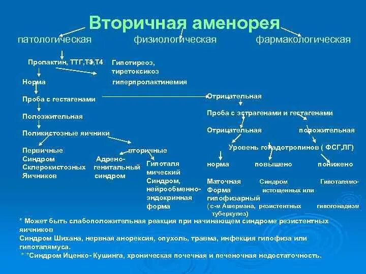 Аменорея симптомы у женщин. Патологическая аменорея классификация. Первичная аменорея классификация. Клинические проявления вторичной маточной аменореи. Вторичная гипергонадотропная аменорея причины.