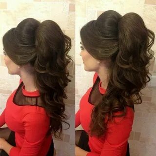 прическа на длинные волосы хвост с локонами