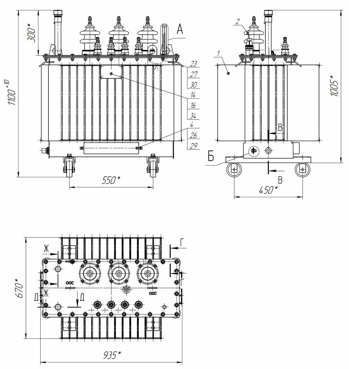 Чертеж трансформатора тнз 1000 10 27,5-35kV Three-phase power transformers ТД, ТДН(С), ТРДН(С) type " ELIZ LLC.