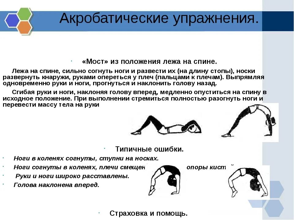 Схема выполнения мостика. Технику выполнения "мост" из положения стоя. Мостик из положения лежа. Упражнение мостик из положения лежа.