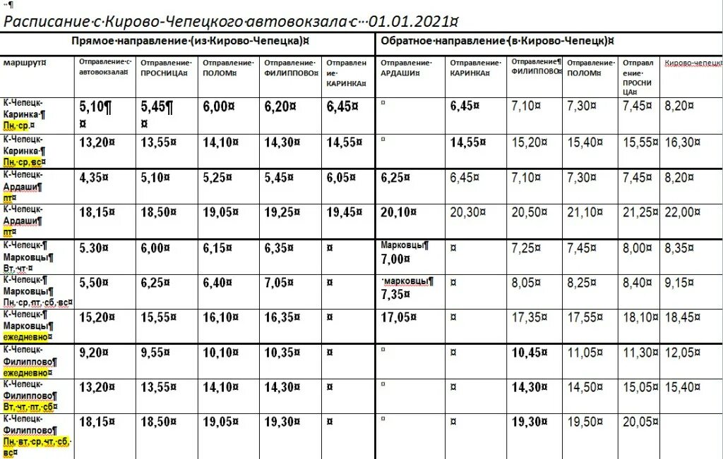 Расписание маршрутки 8т