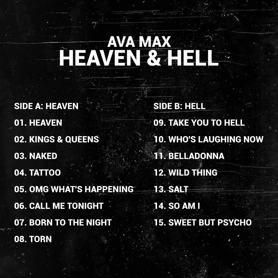 Heaven Ava Max. Эйва Макс Heaven Hell. Треклист альбома. Ava Max - (2020) - Heaven & Hell. Ava hell