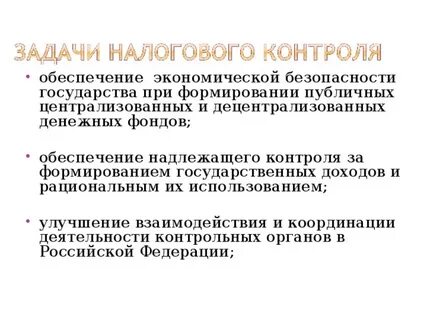 Основные задачи налогового контроля