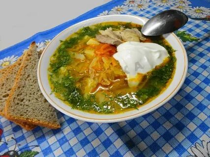 Щи с капустой и курицей