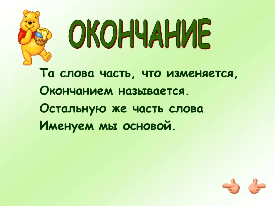 Окончание слова добра. Часть слова которая изменяется называется. Что называется окончанием. Как называется окончания слова. Окончание как часть слова 2 класс.