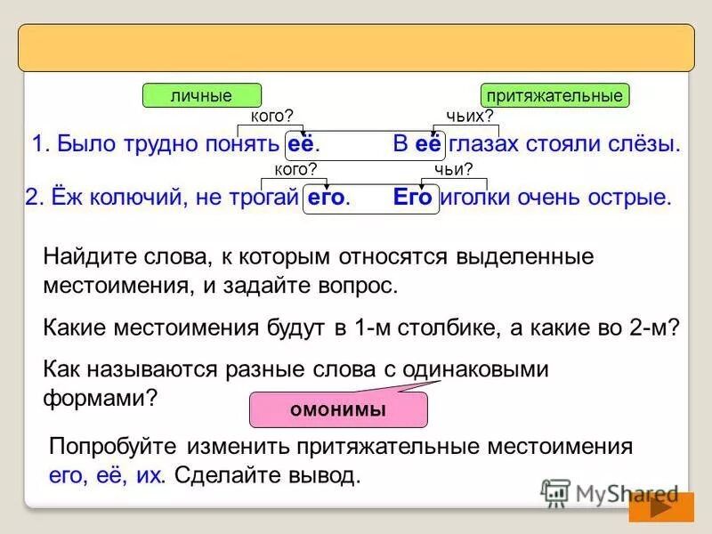 Урок русского 6 класс притяжательные местоимения. Различие личных и притяжательных местоимений. Притяжательные местоимения. Как отличить личные и притяжательные местоимения. Как различить личное и притяжательное местоимение.