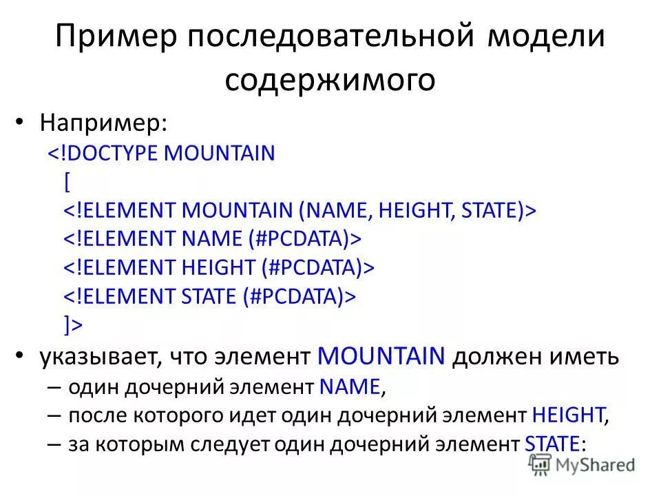 Модель содержит. Модель содержит