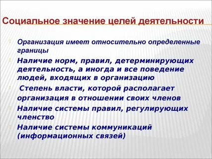 Значимость целей организации