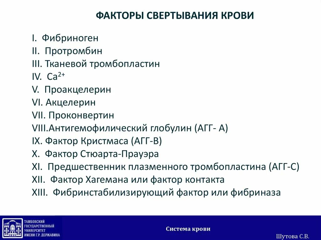 5 фактор крови. Факторы свертывания крови. Факторы свертываемости крови. Факторы светивание крови. Факторы свертывающей системы крови.