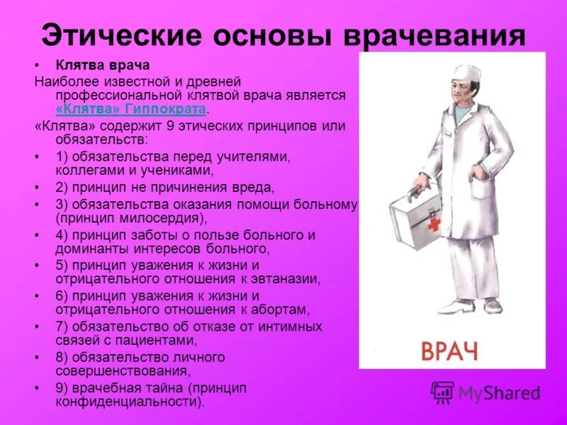 Правила поведения врача. Принципы этики врача. Этические нормы врача. Специфика профессии врача. Этические принципы медицинской профессии.