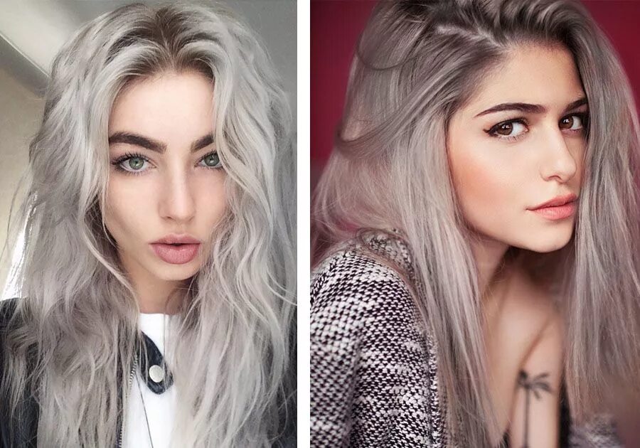 Перекрашивание в пепельный цвет. Пепельные пряди. Перекраситься в пепельный блонд. Перекраситься в седой цвет. Серые волосы после окрашивания.
