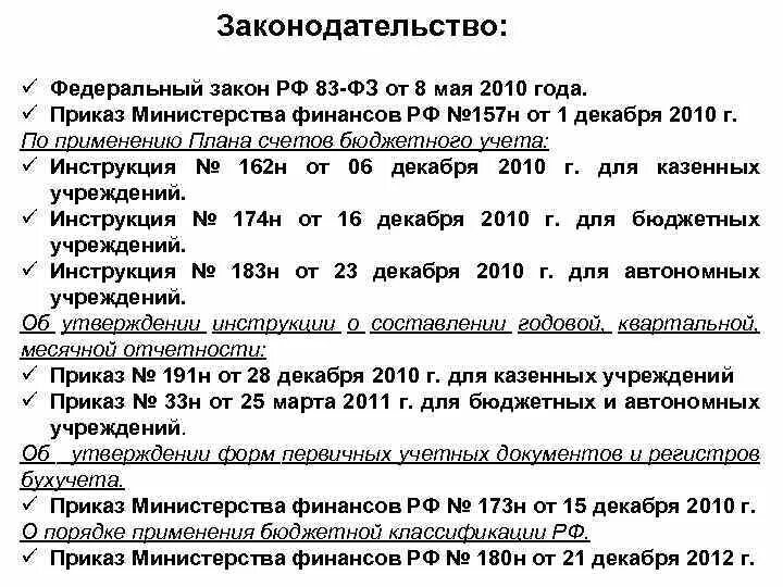 157н. Приказ Минфина 157н. П. 337 инструкции № 157н). Приказ Минфина Российской Федерации от 01.12.2010 n 157н.