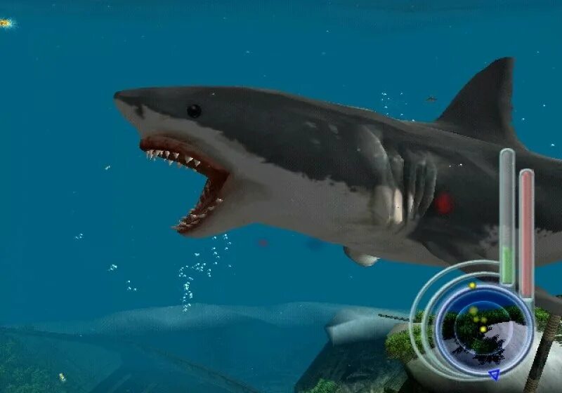 Включи акулы едят. Jaws unleashed. Игра jaws unleashed. Игра с акулой на PS. Jaws игра 2005.