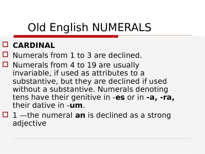 Old english names. Cardinal Numerals in English Grammar. Грамматика old English. Old English Numerals. Ordinal Numerals in old English.