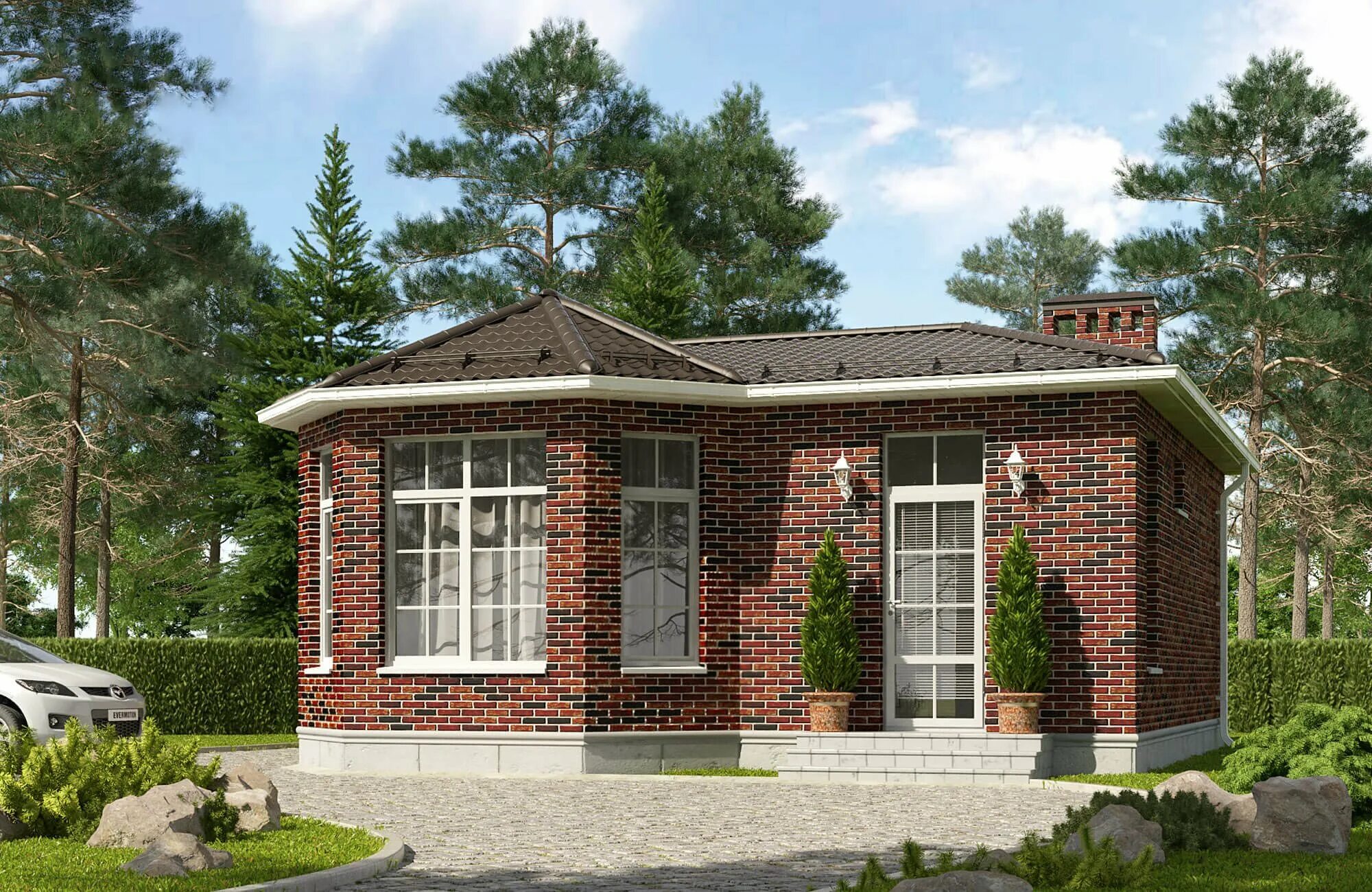 Проекты одноэтажных домов бунгало из кирпича. Тюдор-барнхаус. Небольшой кирпичный домик. Маленький двухэтажный домик. Тюдор хаус.