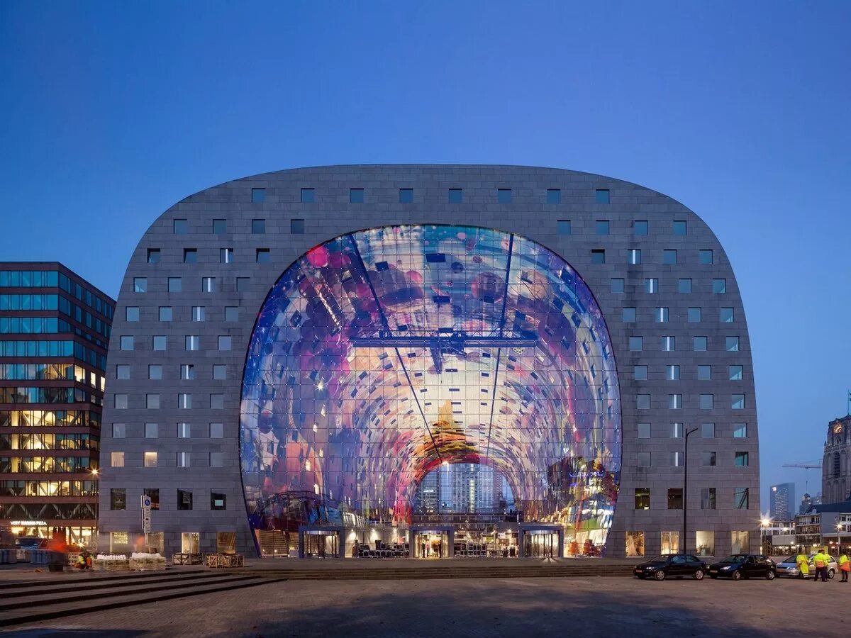 Рынок в Роттердаме Markthal. Market Hall Роттердам Нидерланды. Markthal, Роттердам, Голландия. Архитектурные бюро MVRDV (Нидерланды). 7 необычных городов