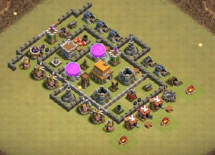 Деревня для 6 ратуши. Clash of Clans расстановка th6. База Clash of Clans 1 ТХ. Th 6 Bases Clash of Clans.