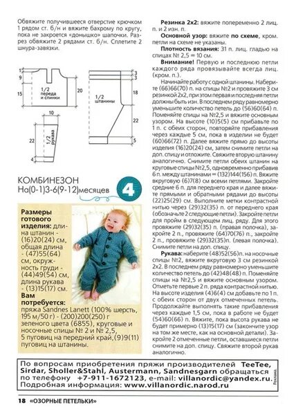 Комбинезон и шапочка "Мишка" - схема вязания спицами. Вяжем Комплекты на Verena.