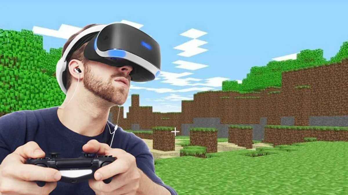 Майнкрафт ВР. Виртуальная реальность майнкрафт. Игра для VR Minecraft. Майнкрафт в ВР очках.