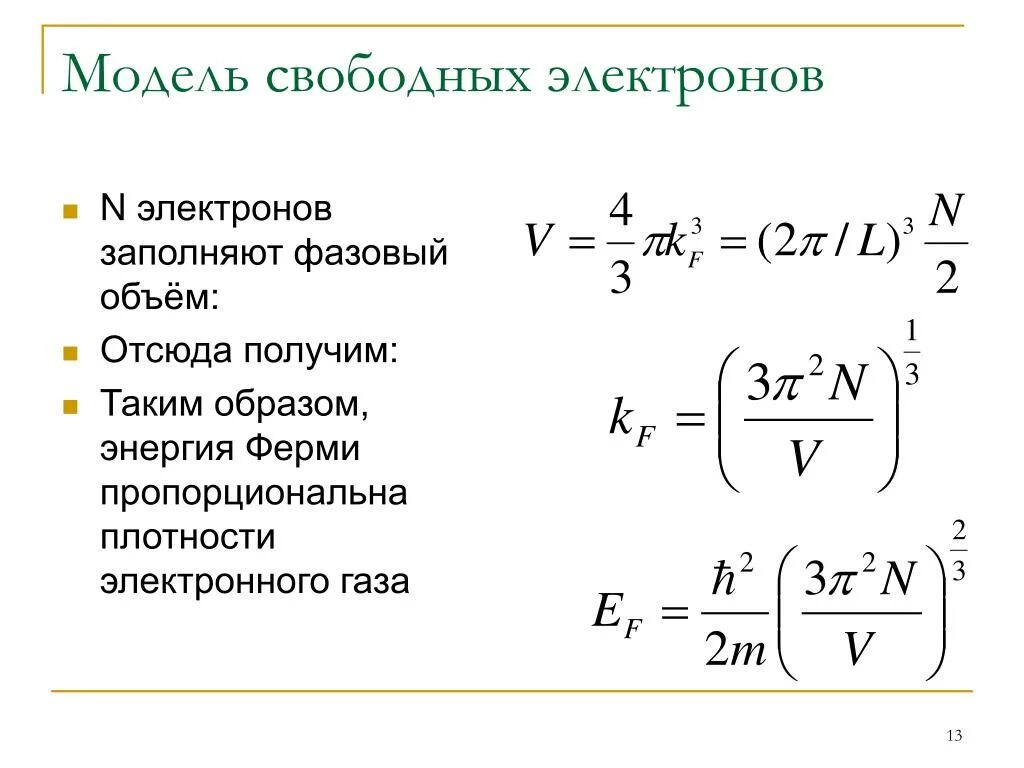 Модель свободных электронов в металле. Квантовая модель свободных электронов в твёрдом теле. Теория свободных электронов. Квантовая модель свободных электронов в металлах.