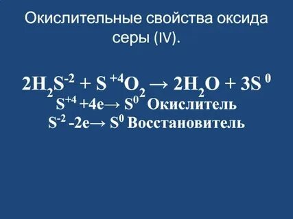 Оксид серы 4 и вода тип реакции