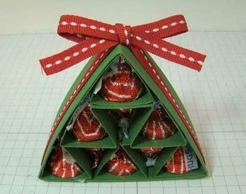 Упаковка в виде елочки. Новогодние поделки. Необычные новогодние подарки. Упаковка для новогодних подарков елочка. Подарочки на новый год своими руками.