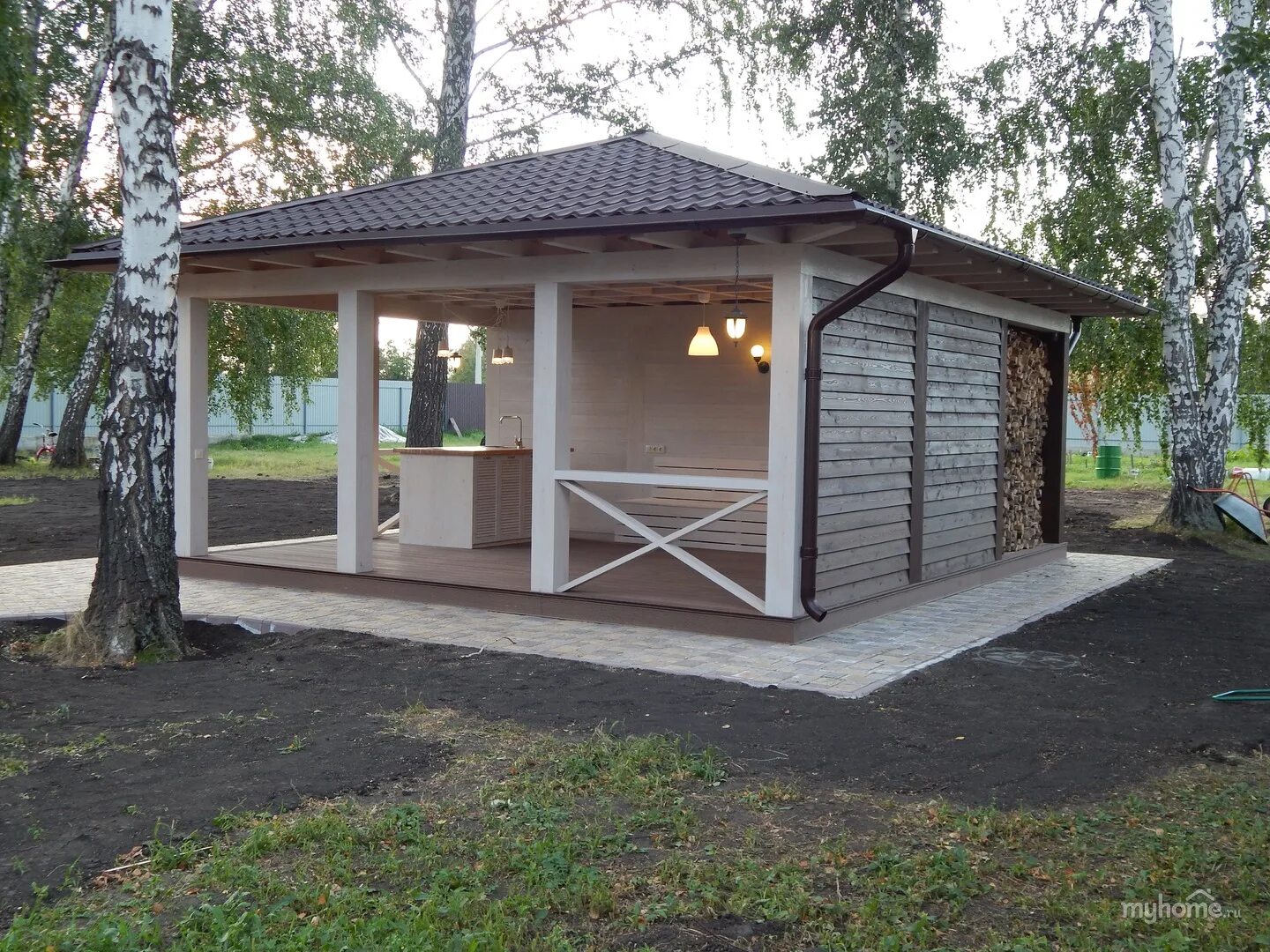 Беседка с хозблоком проект. Беседка брусовая gazebos. Беседка с хозблоком проект. Сарай с беседкой. Хозблок с дровником из минибруса.