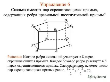 Пары скрещивающихся ребер в кубе
