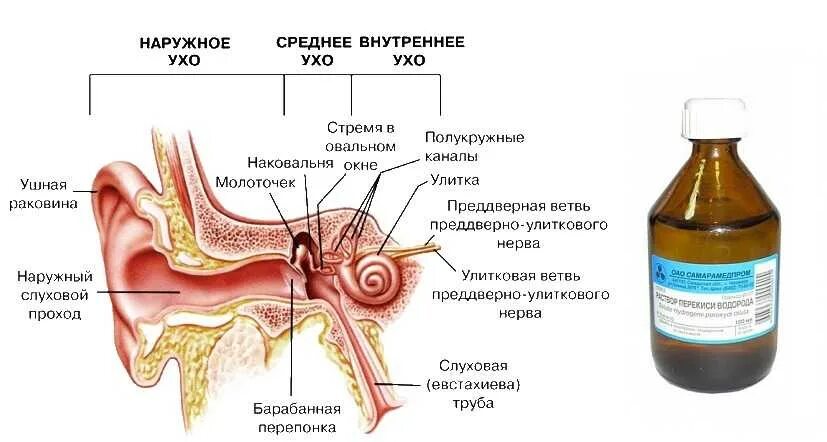 Капать в уши перекись водорода. Перекись водорода от ушной серы. Почему вода шипит