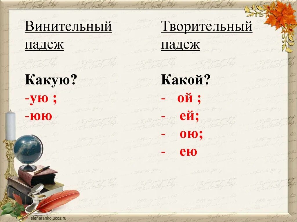 Окончание имени прилагательного в творительном падеже. Винительный и творительный падежи. Винительный и творительный падежи имен прилагательных женского рода. Творительный падеж женский род. Творительный падеж прилагательных женского рода.