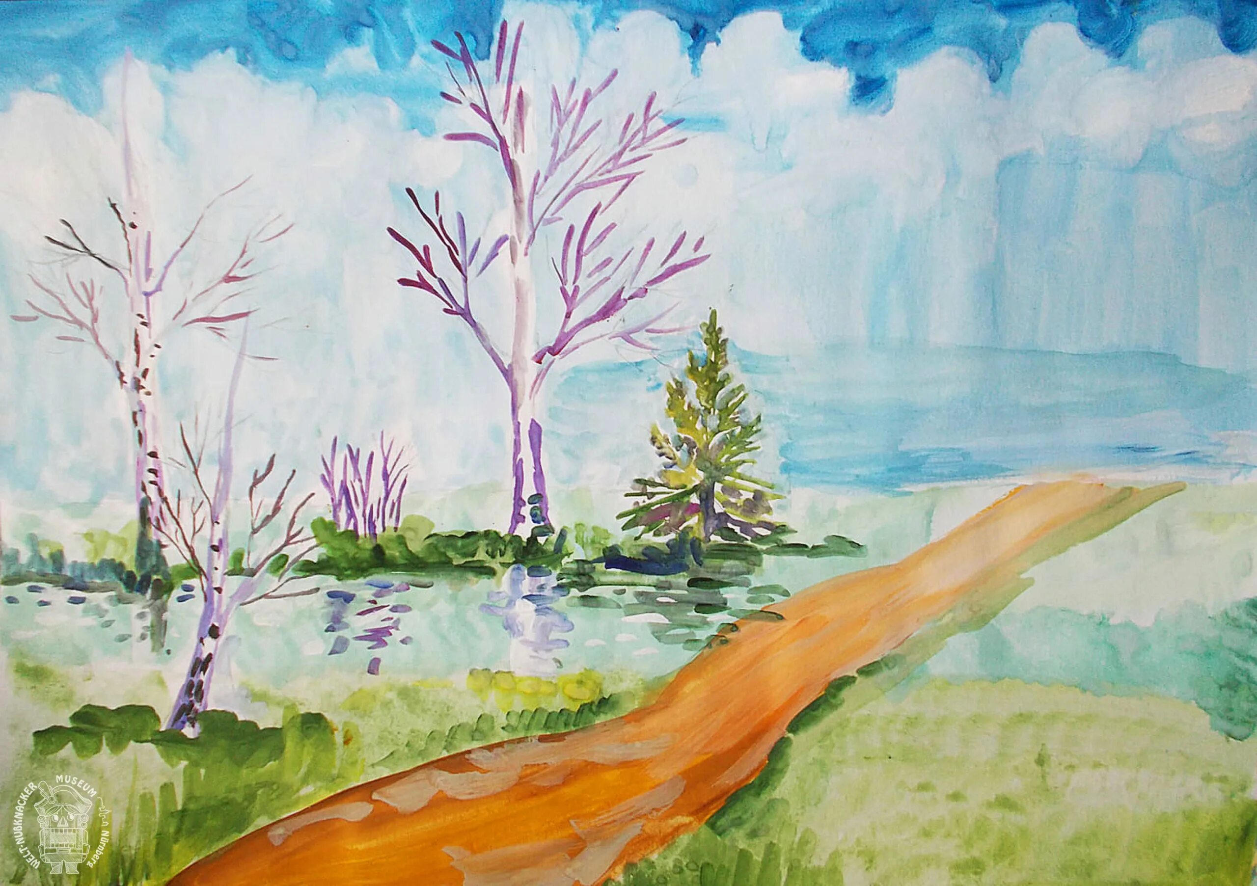 Нарисовать весну 1 класс. Весенний пейзаж для детей. Рисование весеннего пейзажа. Весенний пейзаж рисунок.
