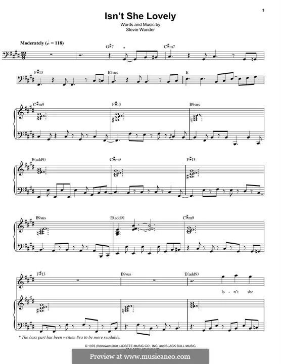 Isn t she love. Isn't she lovely stevie wonder ноты. Isn't she lovely ноты для фортепиано. Ноты пианино stevie wonder isn't she lovely. Isn't she lovely ноты для гитары.