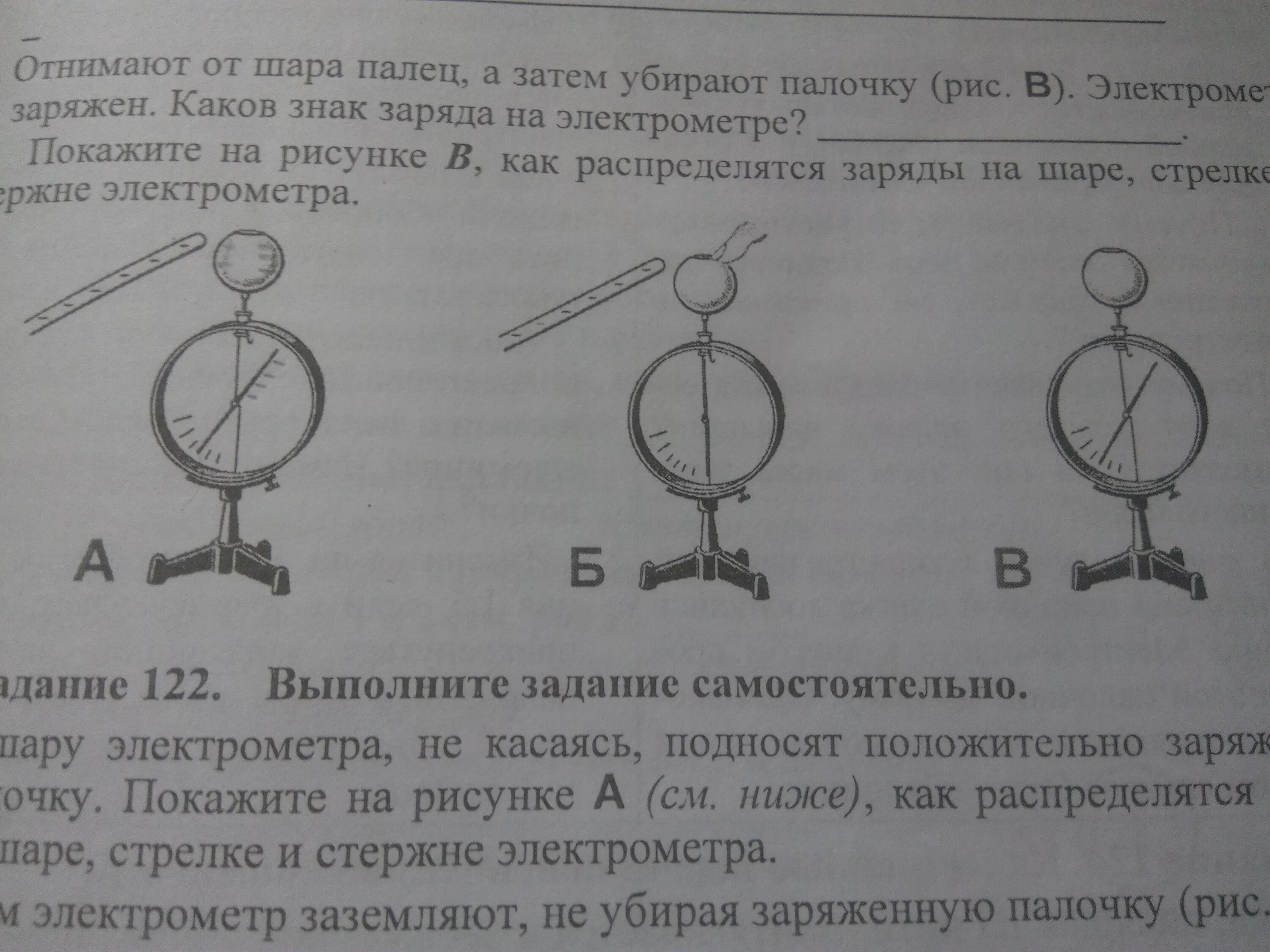 На рисунке изображен шар. На шаре электрометра. Электрометр поднести положительно заряженную палочку. Электрометр задания. Электрометр отрицательный заряд.