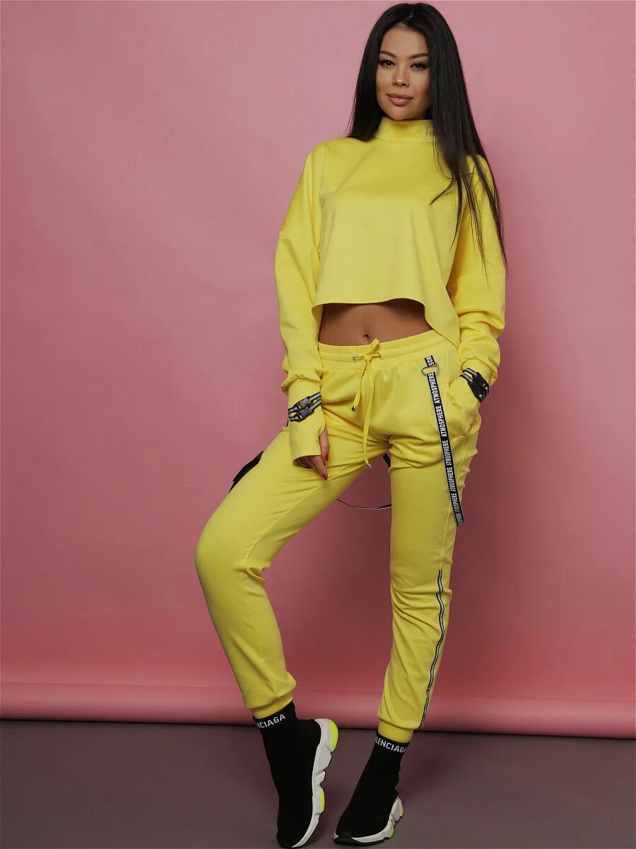Костюм спортивный Serhio Parrero New Style-02. Яркий костюм женский. Желтый спортивный костюм