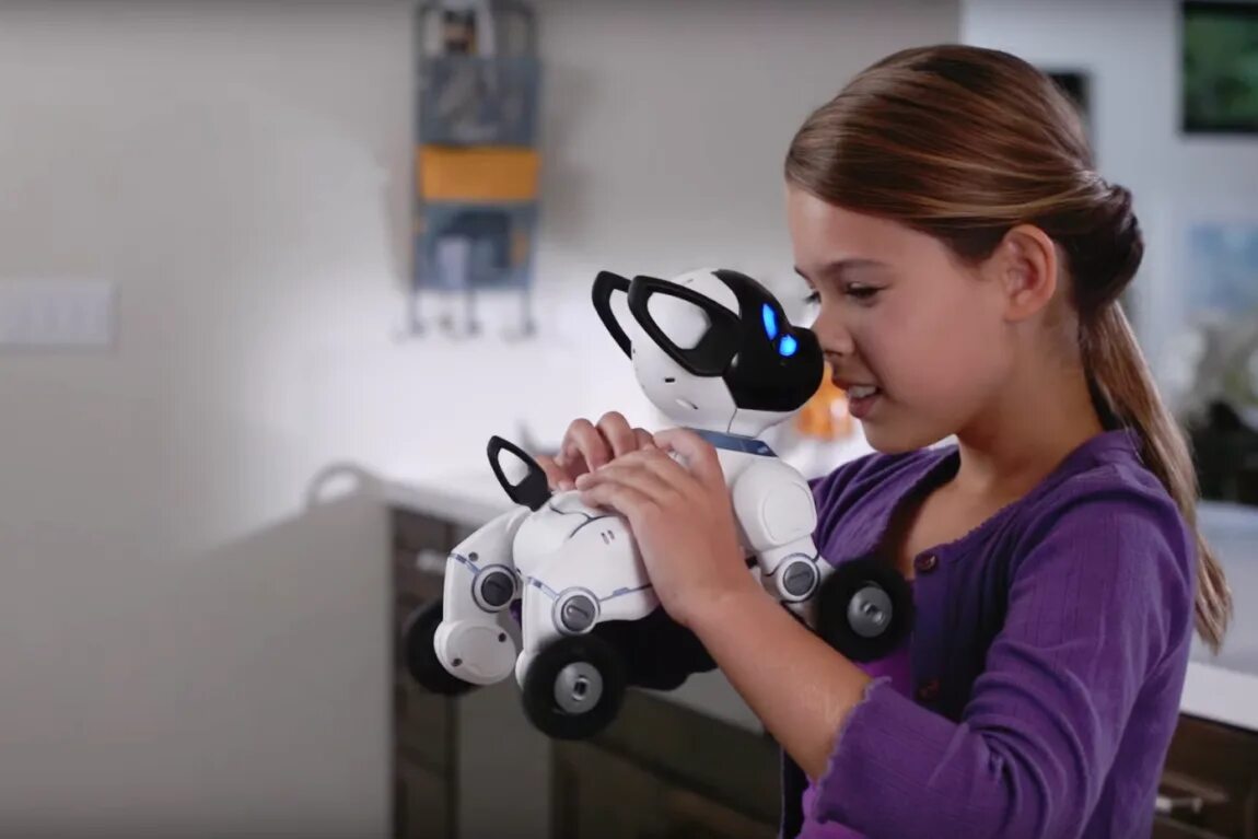 Включи видео интерактивный робот. Робот wowwee chip. робот black chip. робот стеллар. девушка с роботом собакой.