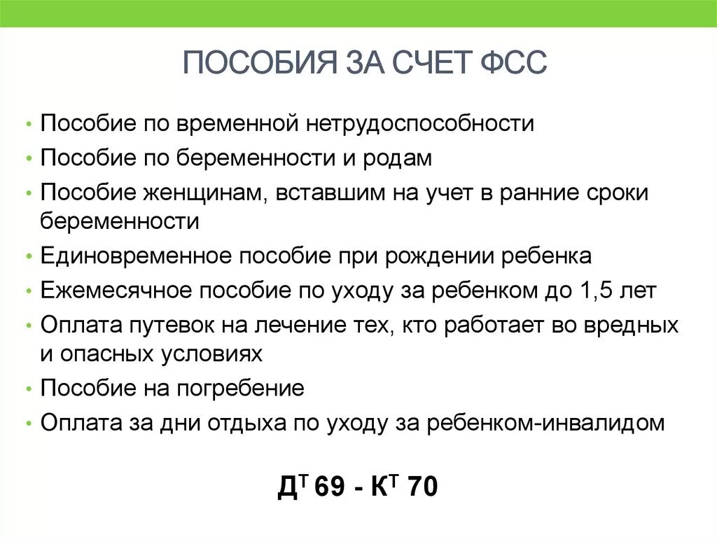 Счет для получения пособий. Какие пособия выплачивает ФСС. Выплаты за счет фонда социального страхования. Выплата пособий по социальному страхованию. Виды пособий, выплачиваемые ФСС..