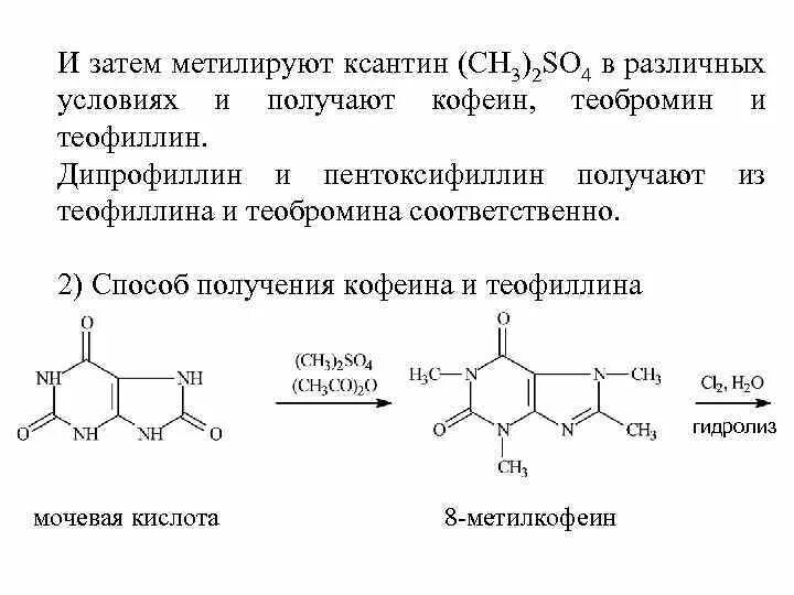 Дипрофиллин качественные реакции. Н метилированные производные ксантина. Пурин производные ксантин. N-метилированные ксантины: теофиллин, теобромин, кофеин..