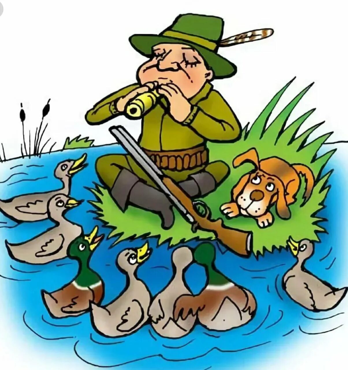 Охота рыбалка ру. Охотник рисунок. Охота и рыбалка. Открытка охотнику. Охотник мультяшный.