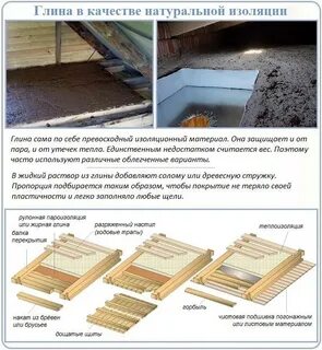 Утепление потолка бани глиной