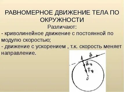 Движение по окружности с постоянной скоростью конспект
