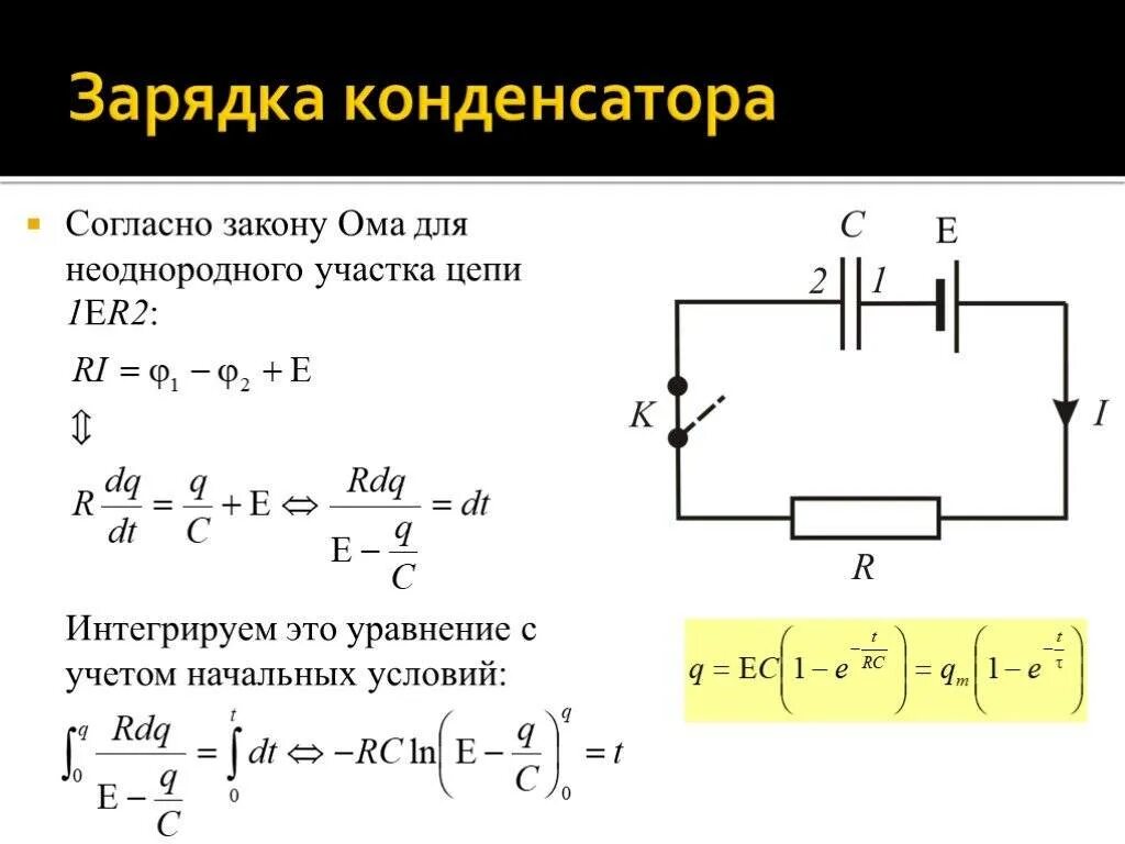 Максимальный ток через конденсатор. Зарядка конденсатора формула. Заряд и разряд конденсатора формулы. Формула напряжения конденсатора от заряда. Формула напряжения конденсатора при разрядке.