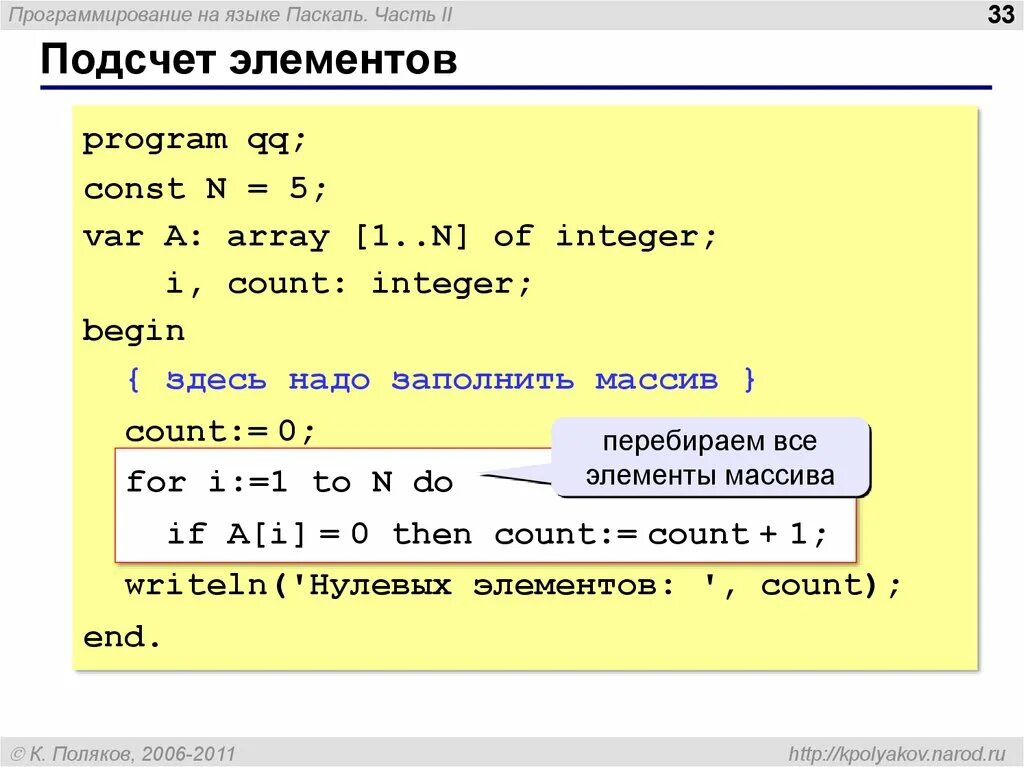 Подсчет элементов списка
