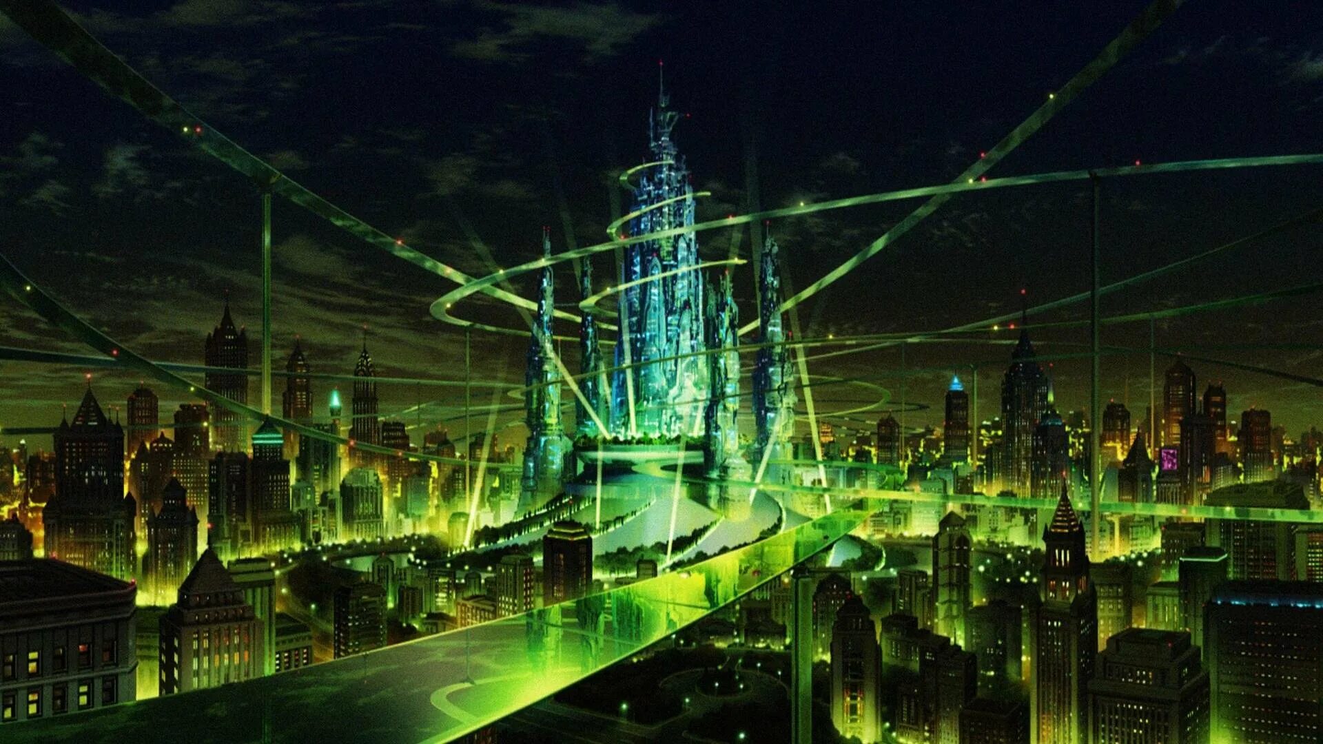 Кисло город. Мэрдок Скрэмбл город. Мегабашня киберпанк. Cyberpunk Art City зеленый. Город будущего.